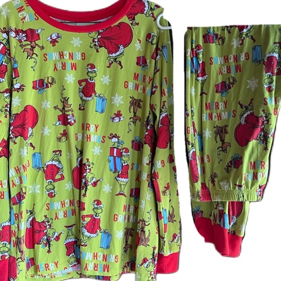 WOMENS SZ MEDIUM DR SUESS THE GRINCH 2 PC PAJAMA OUTFIT - Picture 3 of 6